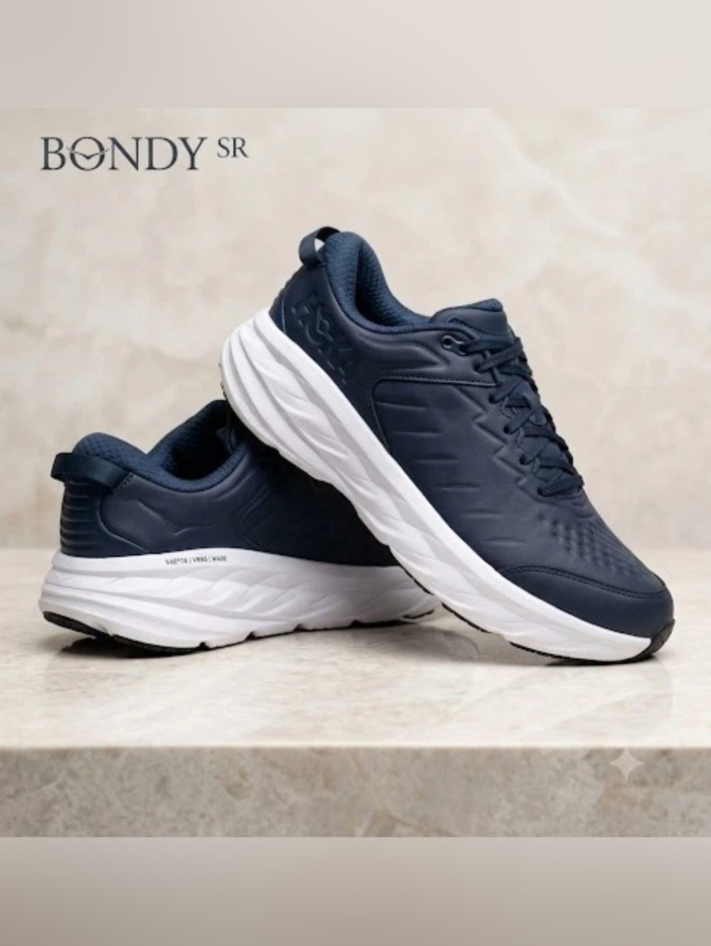 HOKA ONE ONE Bondi SR Men's 10.5 Outerspace Blue Leather Non-Slip Shoes 1110520